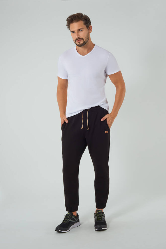 Pantaloni lungi de trening pentru bărbați Leader Italian Fashion - negru 