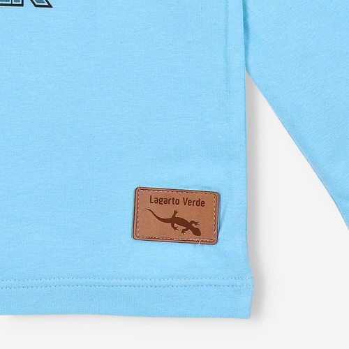 Bluză de băieți cu mânecă lungă, albastră, KAR-1014 Lagarto Verde - bumbac cu elastan, producție poloneză