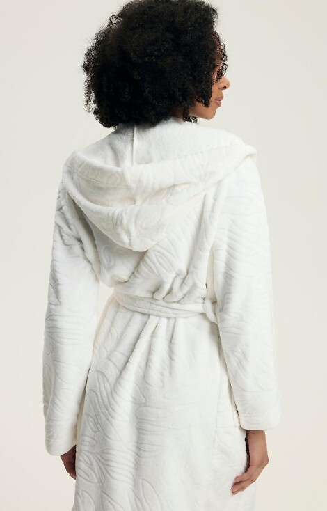 Halat de baie crem pentru femei Daryl Henderson 43612 - cu glugă, model în relief