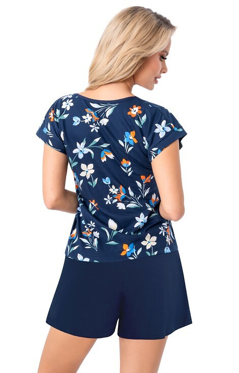 Caroline Short Donna – pijamale de damă din bumbac cu imprimeu floral, mâneci scurte și pantaloni scurți