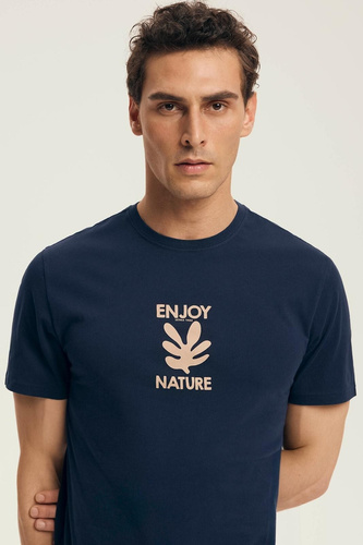 Pijamale bărbătești Core 43462 Legend Henderson, bleumarin, bumbac, mânecă scurtă, ambalate în cutie