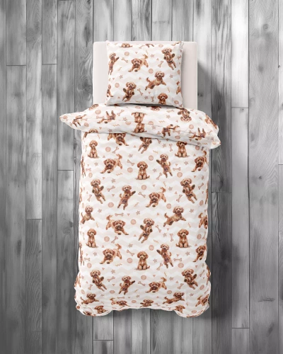 5451 A Rudy Piesek Lenjerie de pat bumbac copii Detexpol bej