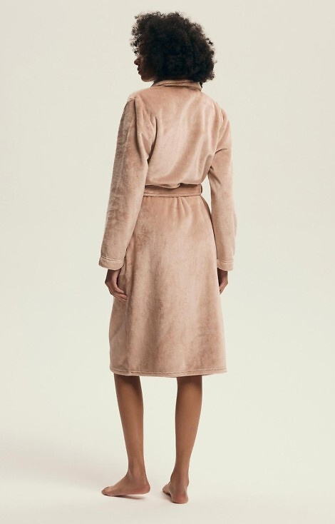 43595 Halat de baie Dextra Henderson culoarea piersicii pentru femei – moale, cu legături, sub genunchi