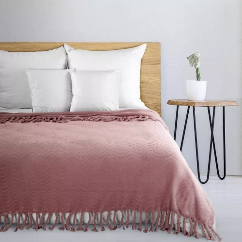 Cuvertura de pat Emma Patura cu franjuri Eurodraperii pudra