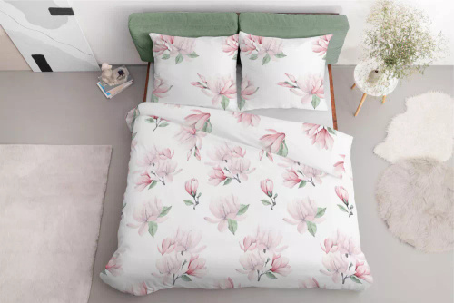 5034 A Lenjerie de pat microfibra cu flori Detexpol roz