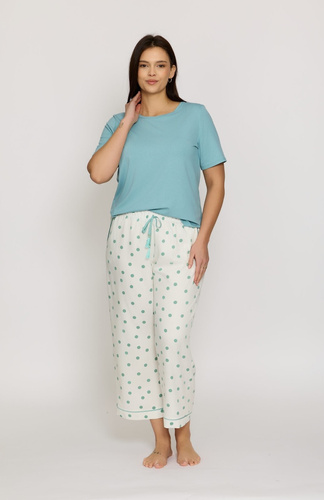 Pijamale Aria 2 PS82 Mefemi by Nipplex damă, vâscoză, buline verde-milk