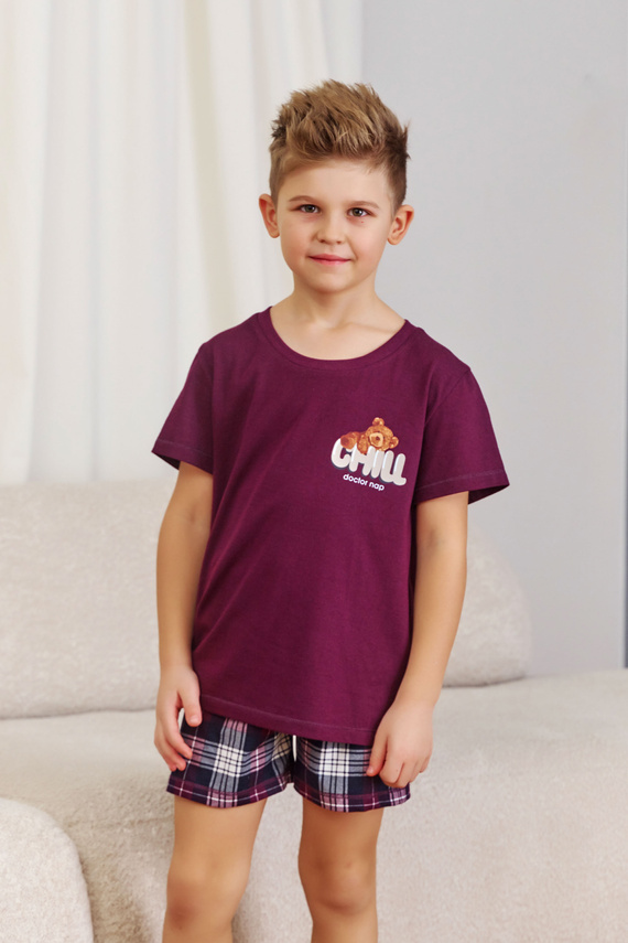7202 "Chill" Pijamale pentru copii unisex Doctor Nap - visiniu