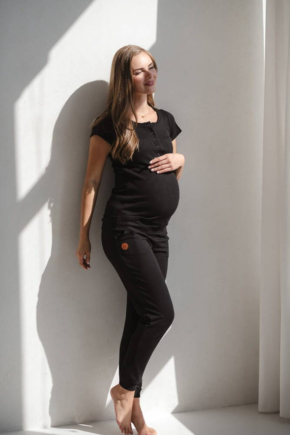 Tummy Bluză de maternitate și alăptare cu mâneci scurte Milk&Love negru