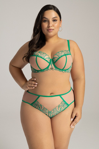 2160 Sutien Maxi Ava verde semi-moale – mărimi mari, dantelă, rezistent