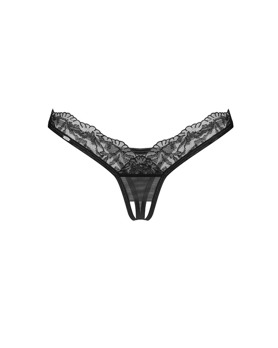 Arrowel Crotchless Thong Tang deschis dama Obsessive - negru