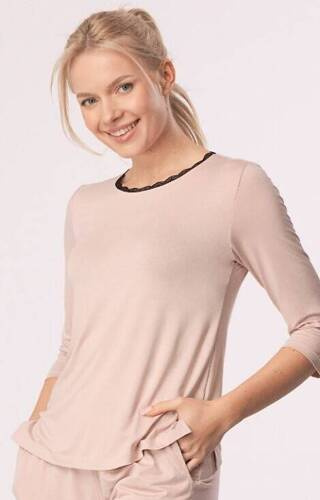 Tricou de pijama Margot 3/4 Mix&Match Mefemi - roz