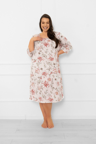 Cămașă de noapte pentru femei Betula - bumbac, mânecă 3/4, motiv floral Modă italiană