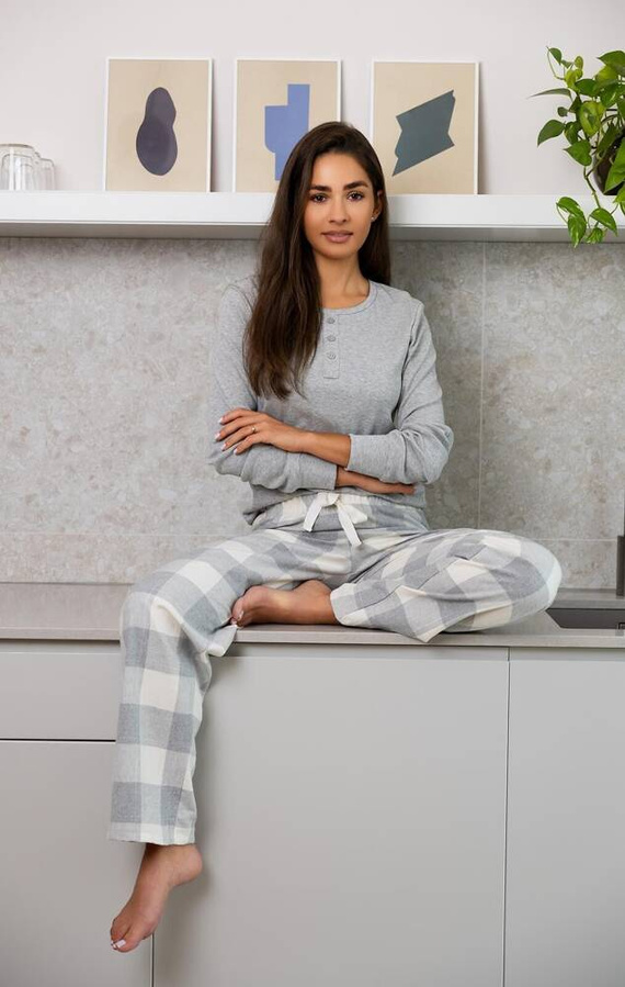 Pijama de damă Sensis Vesper - gri-crem