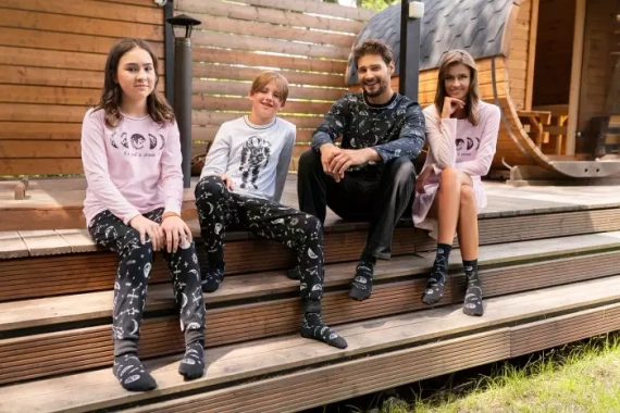 Umbra Pijama pentru fete, cu mânecă lungă și pantaloni Italian Fashion- somon/print