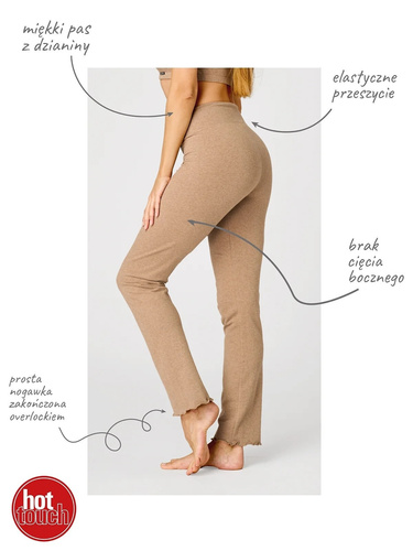 KEY Hot Touch LHE 729 5 bej pantaloni damă călduroși, 95% bumbac, croială dreaptă