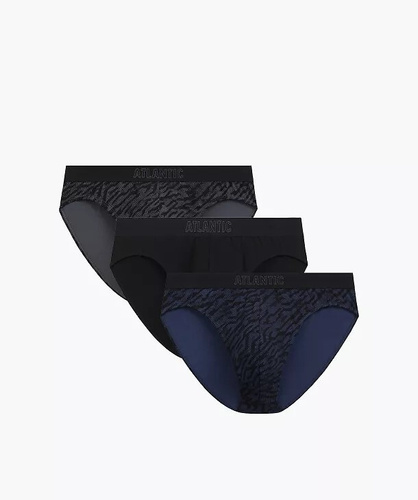 Chiloți bărbați Atlantic 3MP-221 A3 3-pachet – bumbac grafit/negru/indigo