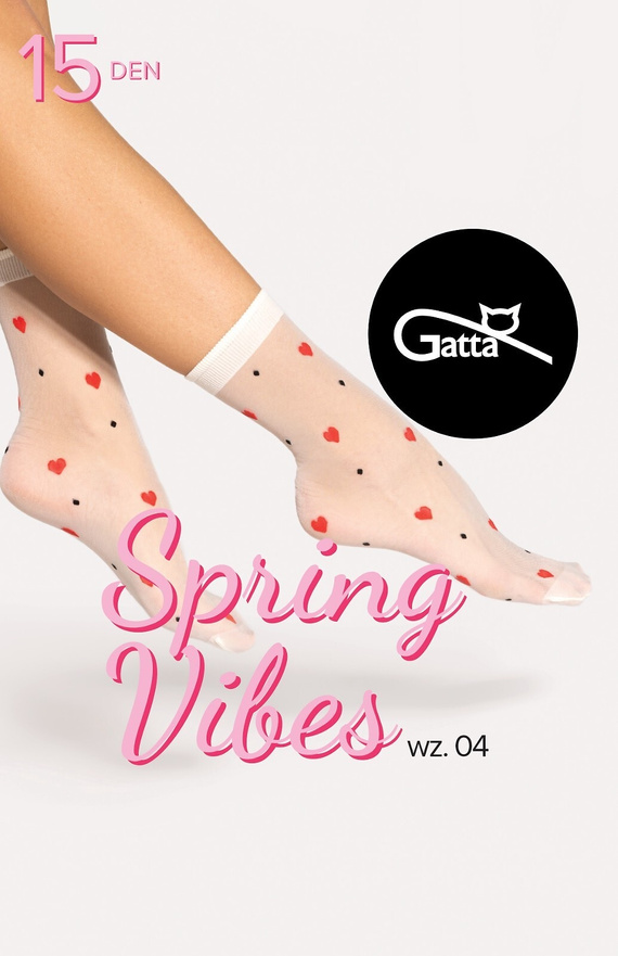 Spring Vibes wz.04 Ciorapi dama 15 den Gatta -alb-rosu