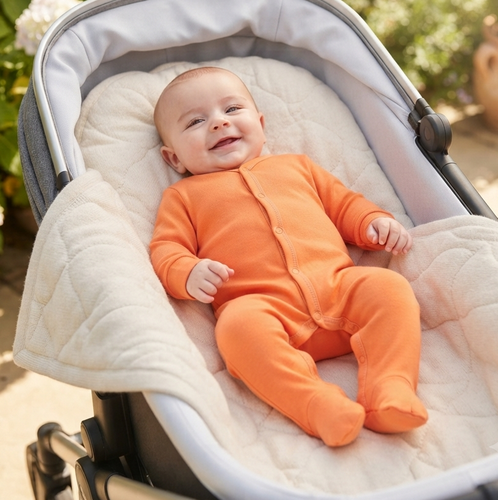 Salopetă pentru bebeluși NINI ABN-3964 portocalie 100% bumbac organic