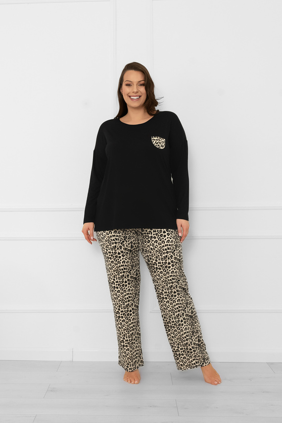 Kenia Pijama de damă Italian Fashion - mânecă lungă, pantalon cu imprimeu leopard
