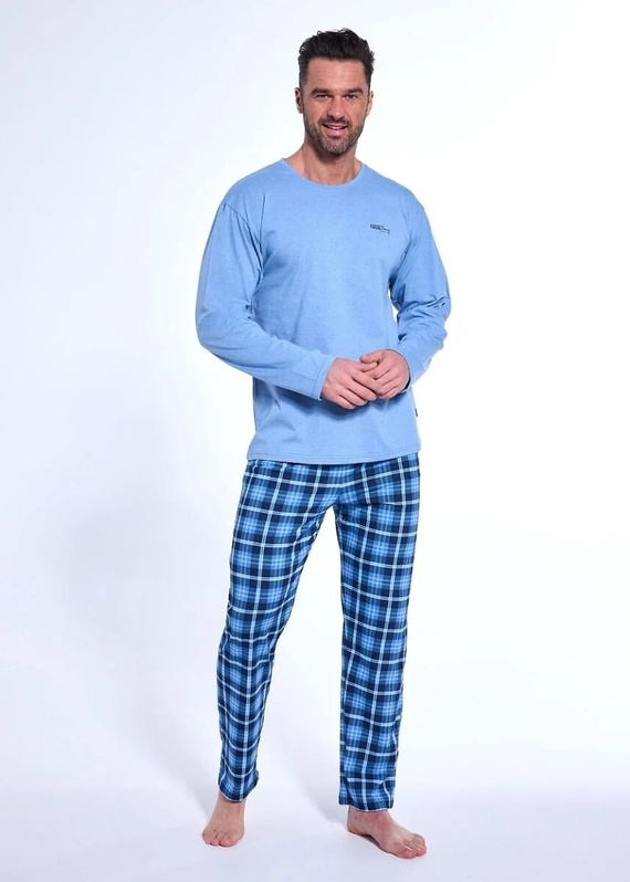 Pijamale bărbați 124/188 Strong 2 albastru - bumbac, mâneci lungi, stil sportiv