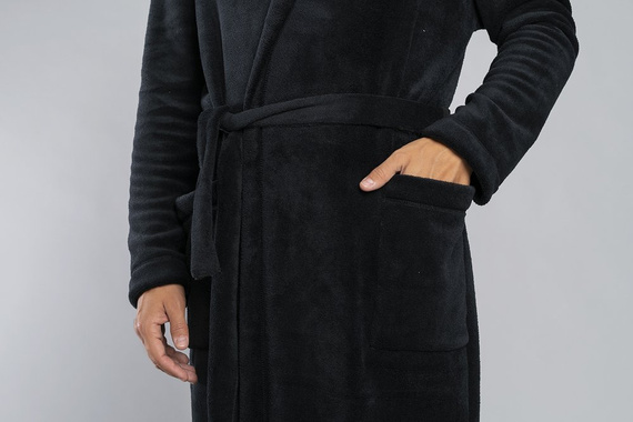 Mimas Halat de baie pentru bărbați cu glugă Italian Fashion - albastru marin