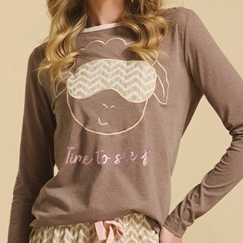 Pijamale Deborah Sorbetto pentru femei - Maro cu oi