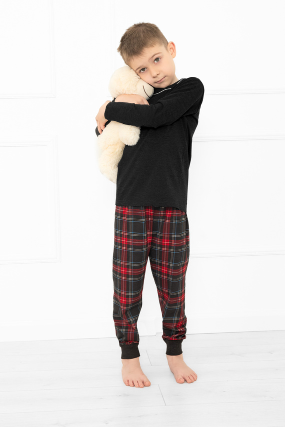 Pijama pentru copii Rusoli Italian Fashion dark melange - bumbac, lungă, model de Crăciun