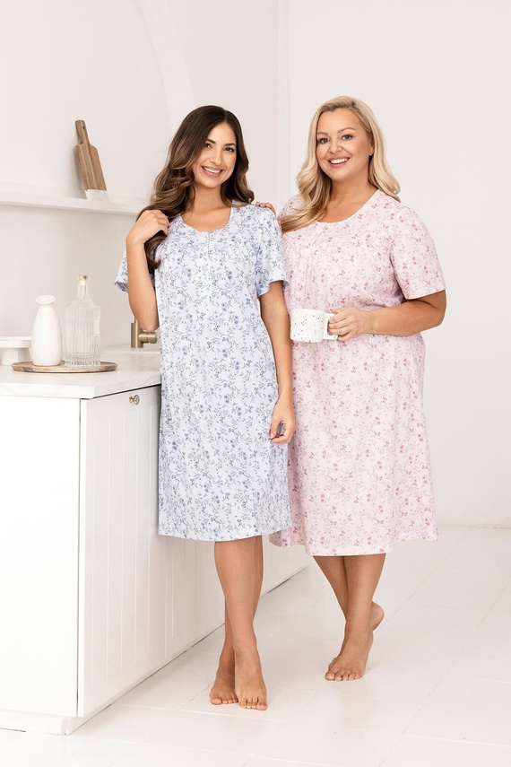 Cămașă de Noapte Damă 018 Regina – 100% Bumbac Natural, Nasturi, Croială Lejeră pentru Somn Odihnitor