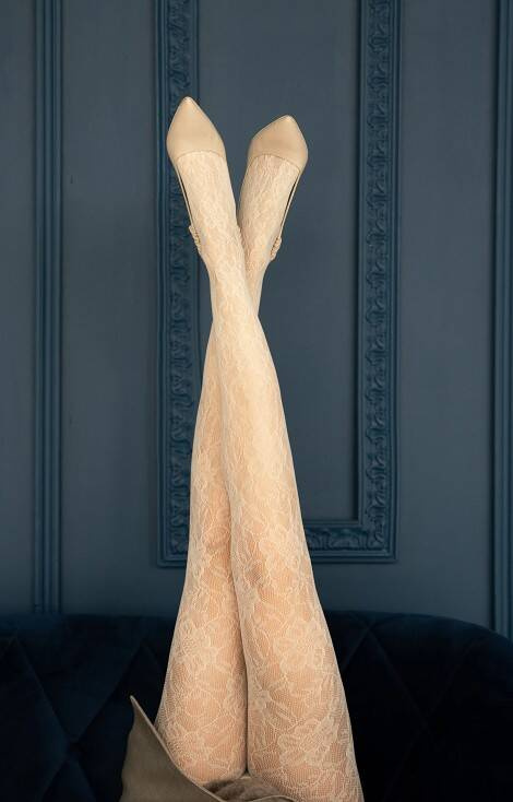 Colanti dama Rosa Stile Ajurat Vaneziana - fata