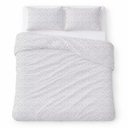 Lenjerie de pat din bumbac creponat set respirabil ușor de întreținut white with gray flowers