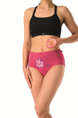 Chiloți damă bambus maxi bikini Key LPF 516 negru-fucsia comozi