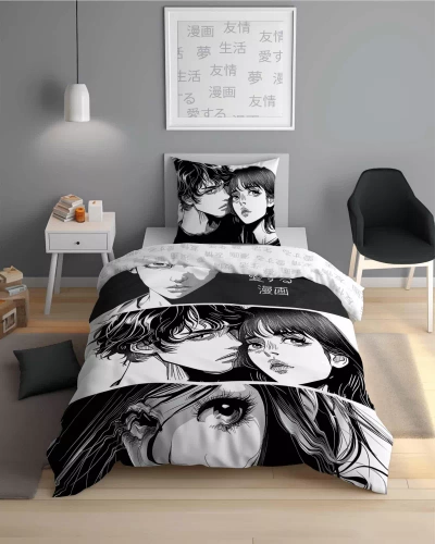 5207 A Fluo 40 Lenjerie de pat din bumbac strălucește în întuneric Anime Boy Girl Detexpol