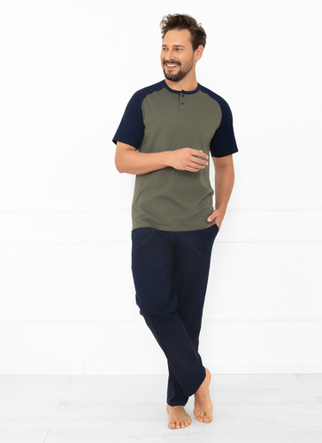 Pijama Alexander Italian Fashion pentru bărbați - bumbac, tricou polo și pantaloni