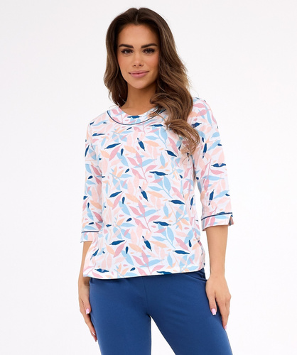 Pijama dama Amelia 732/452 Cornette, albastru – bumbac, maneci 3/4, confort si stil