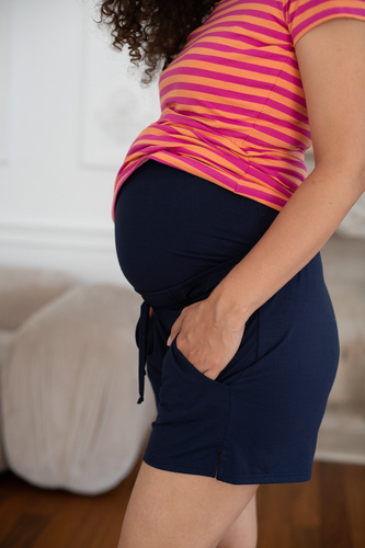 Milk&Love pantaloni scurți de maternitate din vâscoză, bleumarin, pentru vară