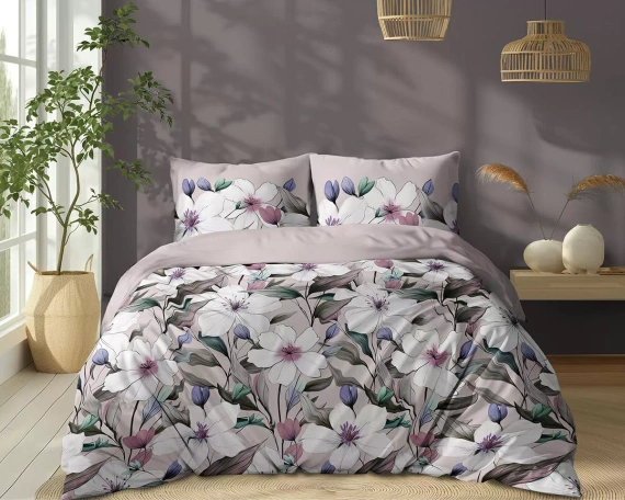 5774 B Lenjerie de pat din bumbac Cotton Bloom Detexpol, roz pudrat cu flori – 100% bumbac, față-verso, producție poloneză