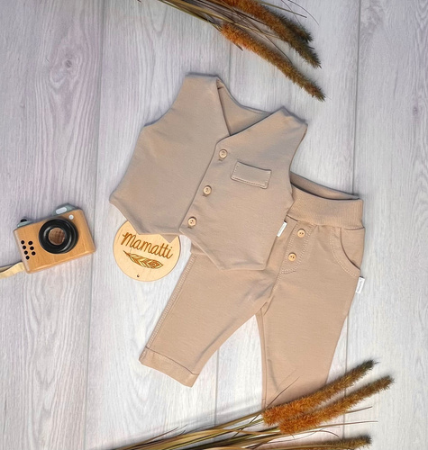 Mamatti KC012 set elegant copil vestă pantaloni bej