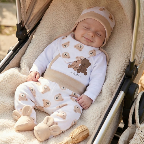 ABK-0048 Set Sweet Bears Baby din bumbac organic Nini