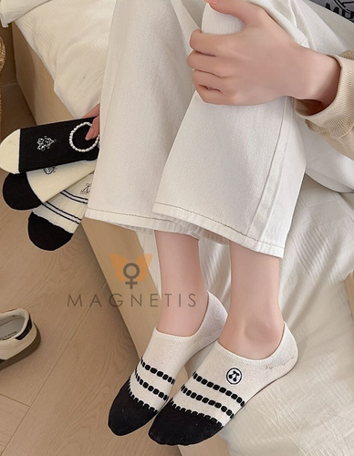 Șosete balerini damă CC-251109 Magnetis – bumbac cu silicon la călcâi