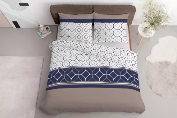 5039 A Lenjerie de pat din microfibră cu motiv hexagonal Detexpol, bleumarin