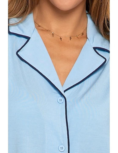 PDD4900-022 Pijama dama Moraj cu maneca scurta - albastra