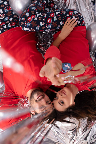 Makala Pijama cu mânecă lungă și pantaloni lungi de damă Italian Fashion - roșu/print