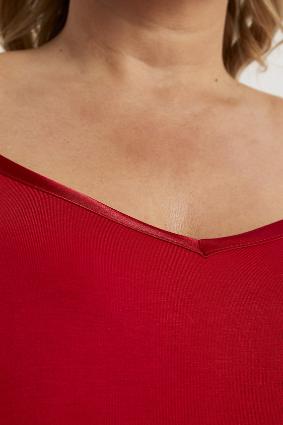 Cămășuță de noapte pentru femei Song, cu curea îngustă Italian Fashion - roșu