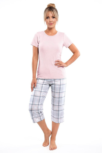 Pijamale damă Donna Dani 3/4 roz din bumbac mânecă scurtă pantaloni 3/4
