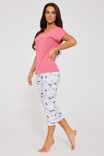 Set pijamale pentru femei Louisa 2 Cornette 372/472 – bumbac, mâneci scurte și pantaloni 3/4