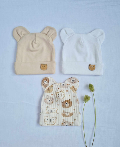 3715Pălărie cu urechi Ecri Teddy Marija - ecru