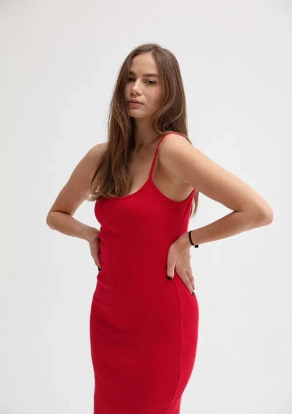 DK-K-P7 Rochie din bumbac DKaren - rosie