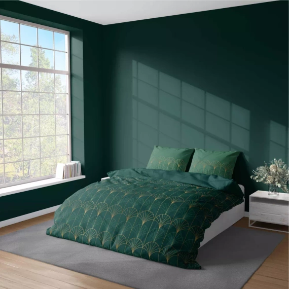 5023 A Lenjerie de pat din microfibră auriu art deco Detexpol verde sticla