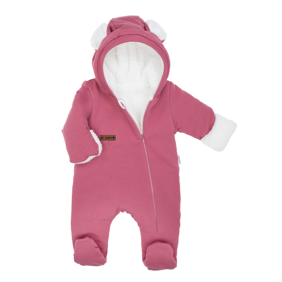 216270 Salopă de trening Lala Nicol Luna – salopetă roz pentru bebeluși cu urechi, mărimea 56-68