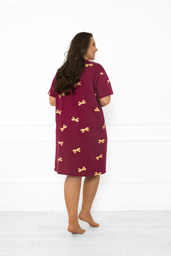 Cămașă de noapte pentru femei Kwadro Modă italiană - bumbac, cu mânecă scurtă, cu fundițe